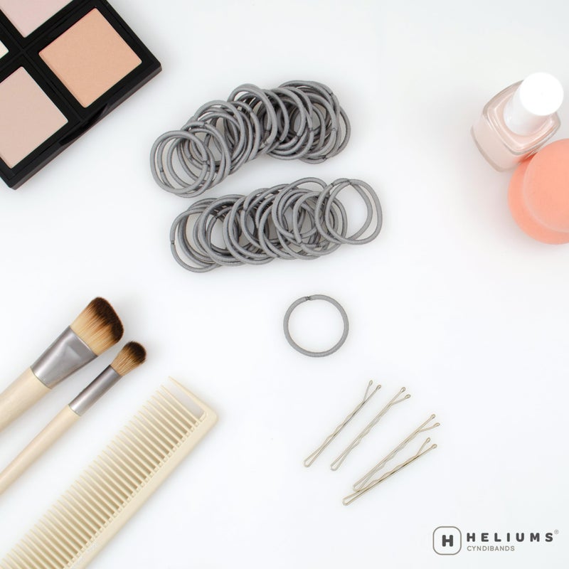 Heliums Small Hair Ties - Gray - No Damage Mini 1 Inch Reusable 2mm Elastics for Thin Hair and Kids, Neutral Ponytail Holders - 48 Count - Image 2